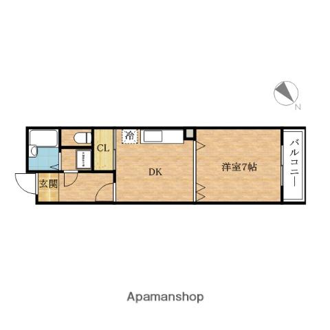 ドウェル倉本Ⅱ(1DK/5階)の間取り写真