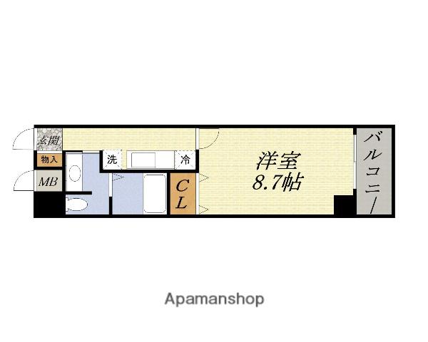 ZERO 千代崎(1K/8階)の間取り写真