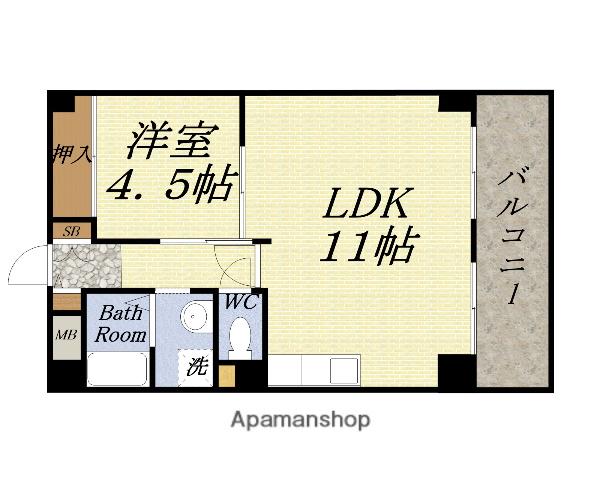 ポートヴィラメイセイ(1LDK/8階)の間取り写真