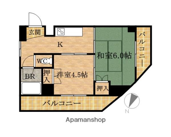 シャトー波除(2K/6階)の間取り写真