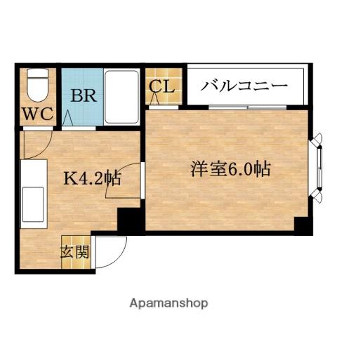 フォルトゥーナM(1K/4階)の間取り写真