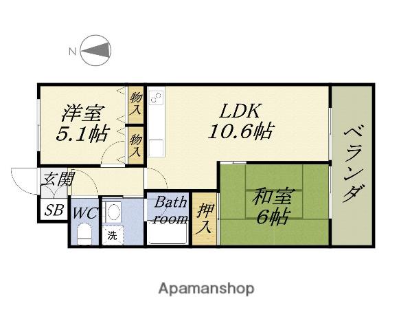 グランドヴィラ三先(2LDK/2階)の間取り写真
