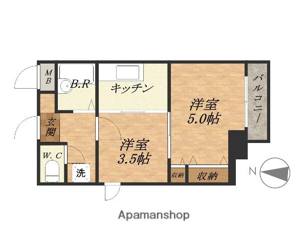 プロスパーK(2K/6階)の間取り写真