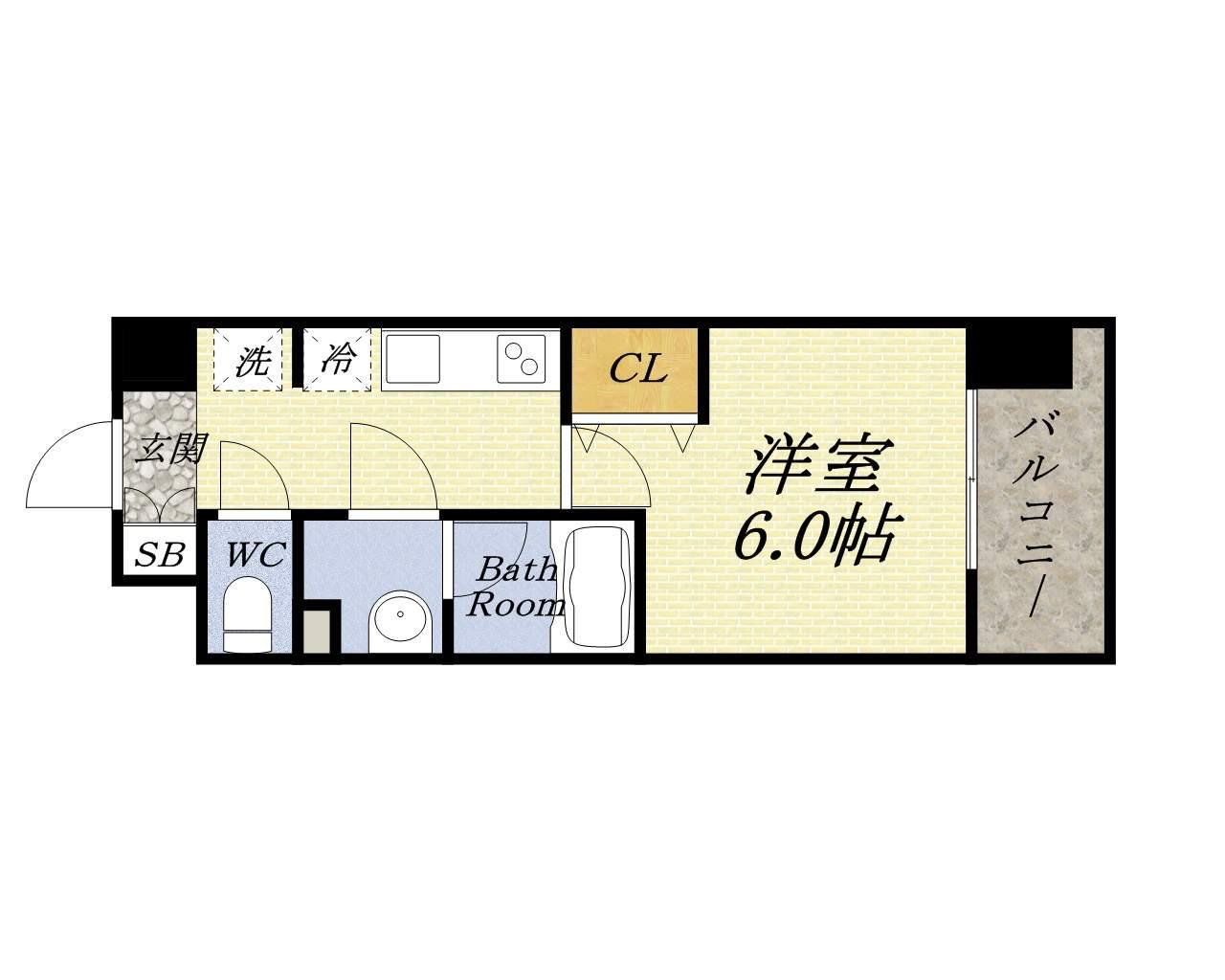 グランデ元町(1K/7階)の間取り写真