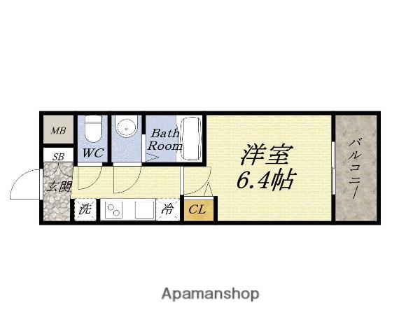 アドバンス大阪グロウズ(1K/13階)の間取り写真