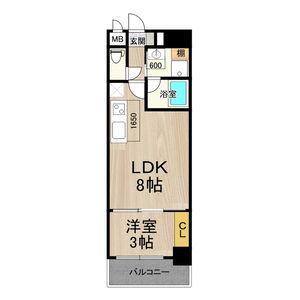 フロンティアタワー九条I(1LDK/9階)の間取り写真