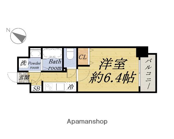 ジアコスモ九条シエル(1K/4階)の間取り写真