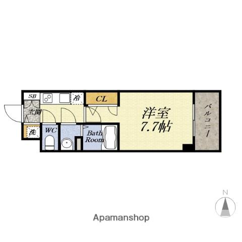 サムティ夕凪LUKSUS(1K/9階)の間取り写真