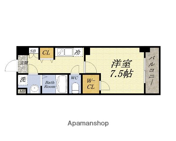 フォーリアライズ大阪ウエストベイ(1K/2階)の間取り写真