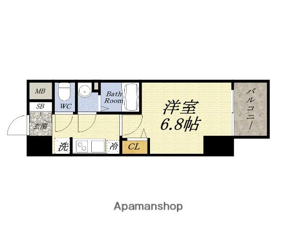 プレサンスOSAKADOMECITYクロスティ(1K/4階)の間取り写真