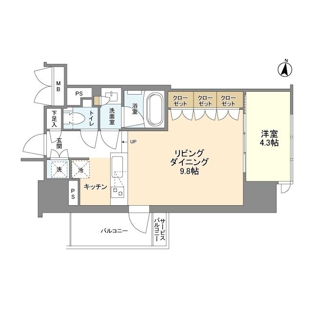 THE HIGH HORIE(1LDK/2階)の間取り写真