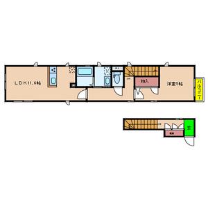 ALIANTEUTSUBO(1LDK/2階)の間取り写真