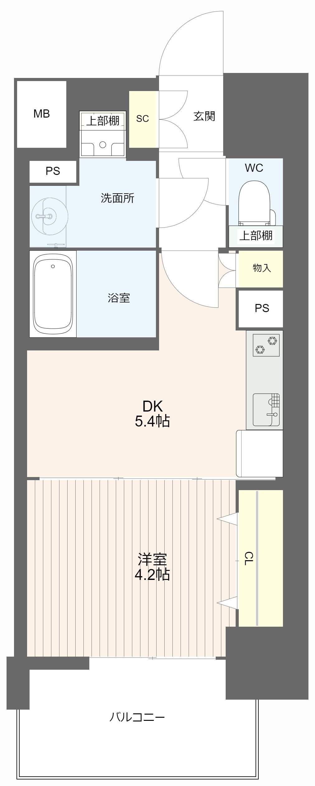 メルディア大正D.C(1DK/8階)の間取り写真