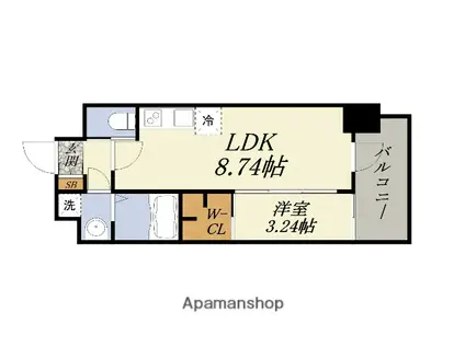 エステムコート大阪・弁天町(1LDK/2階)の間取り写真