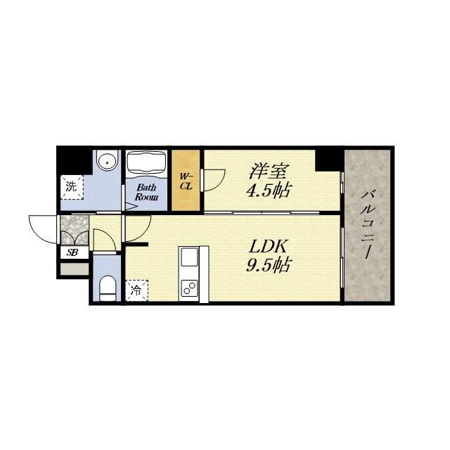 プレサンス DOMECITY コレーレ(1LDK/4階)の間取り写真