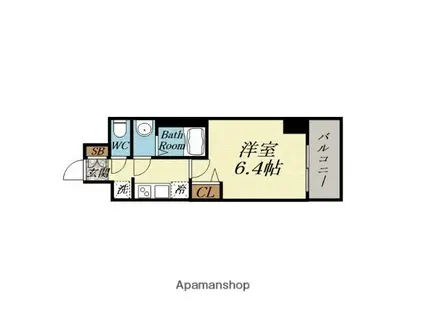 アドバンス大阪カーサ(1K/11階)の間取り写真