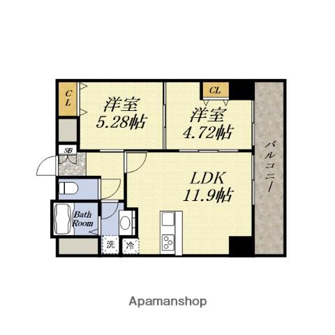 レジデンス朝潮橋(2LDK/8階)の間取り写真