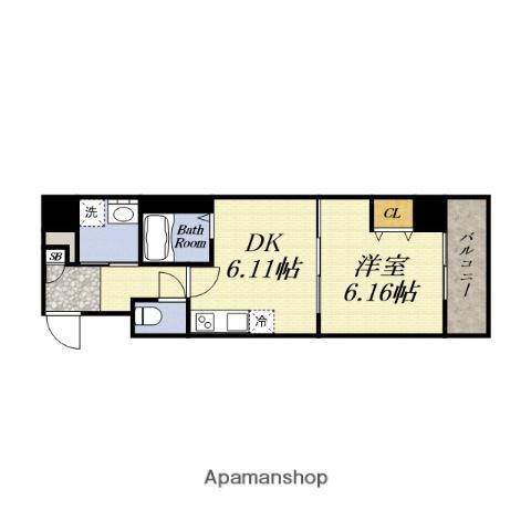 レジデンス朝潮橋(1DK/8階)の間取り写真