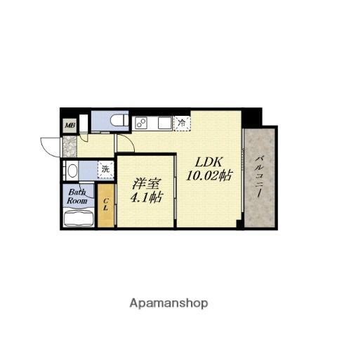 プレジオ弁天町(1LDK/12階)の間取り写真