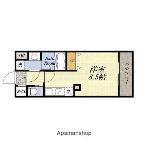 パークフラッツ弁天町駅前(ワンルーム/14階)の間取り写真