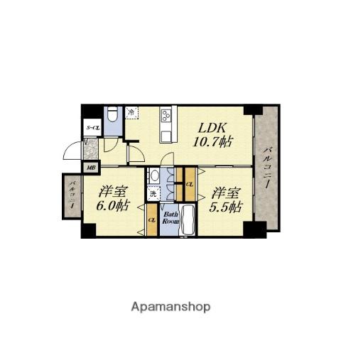 ベイサイドパークOSAKAサウスレジデンシス(2LDK/13階)の間取り写真
