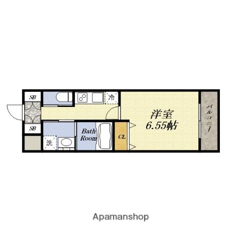 クローバー・グランツ弁天町(1K/3階)の間取り写真