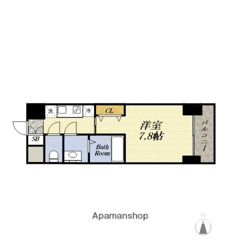 ソルテラス大阪BAY STATION SIDE(1K/2階)の間取り写真