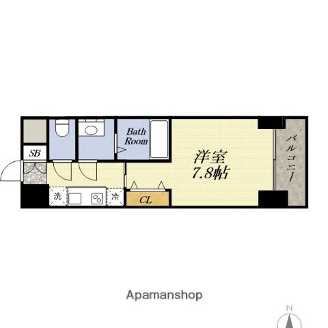 ソルテラス大阪BAY STATION SIDE(1K/8階)の間取り写真