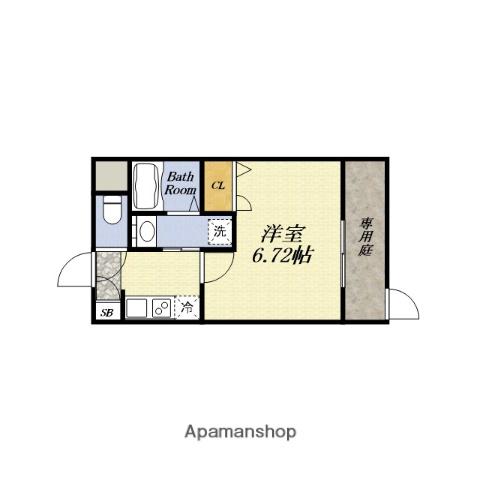 パークヒルズ天保山モエ(1K/1階)の間取り写真