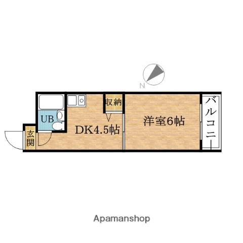 ラパンジール市岡元町(1DK/6階)の間取り写真