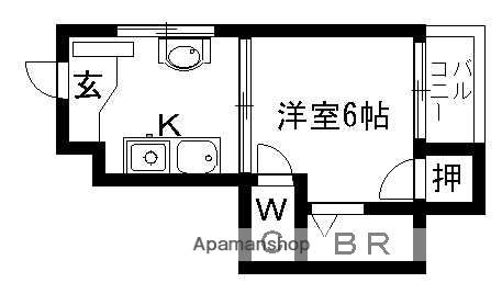 ラポール山村(1K/4階)の間取り写真