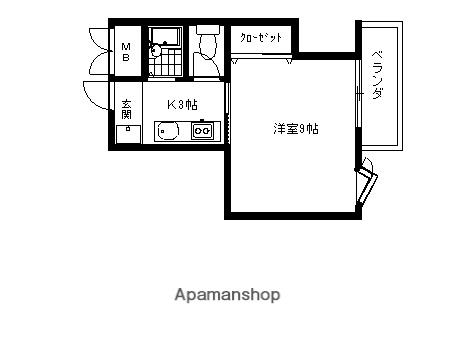 サンハイムトミヤ(1K/3階)の間取り写真