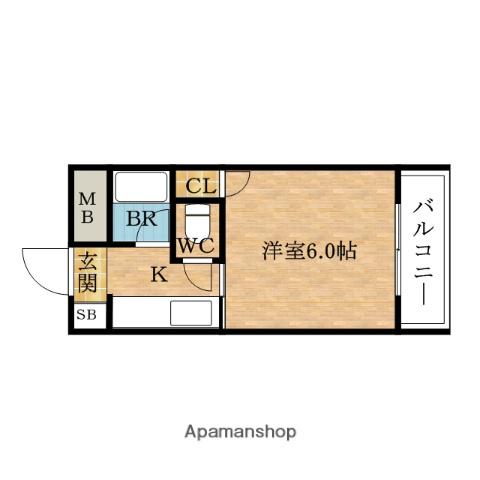 サンハイムトミヤ(1K/4階)の間取り写真