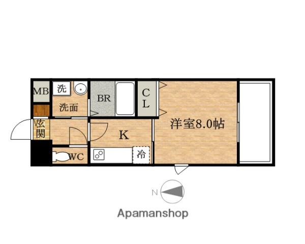 OAK弥栄 BE(1K/8階)の間取り写真