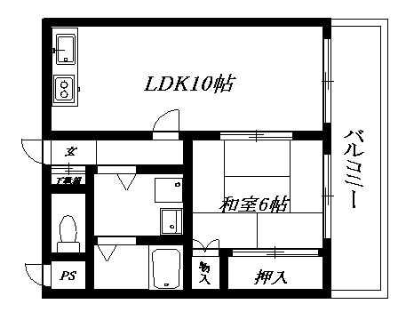 大正メゾン(1LDK/1階)の間取り写真