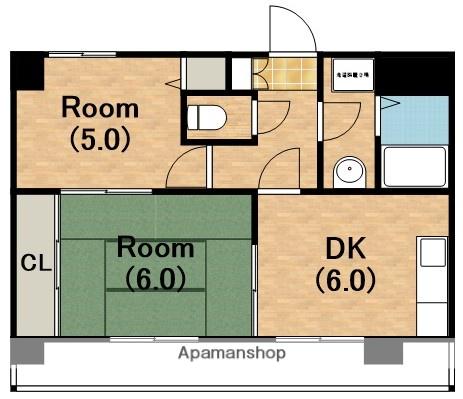 ノアーズアーク桃谷駅前(2DK/8階)の間取り写真