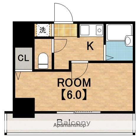 エスリード夕陽丘第2(1K/6階)の間取り写真