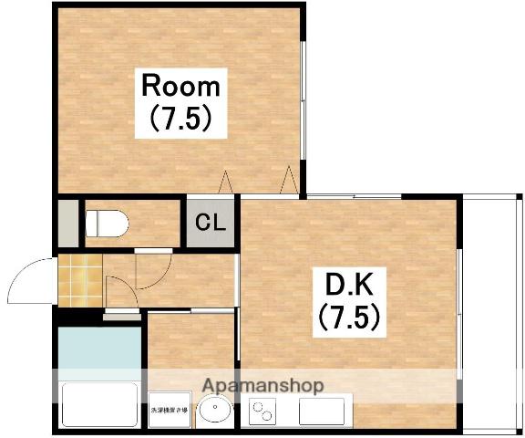 クィーンライフ桑津(1DK/3階)の間取り写真