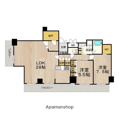 あべのNINI (2LDK/24階)の間取り写真