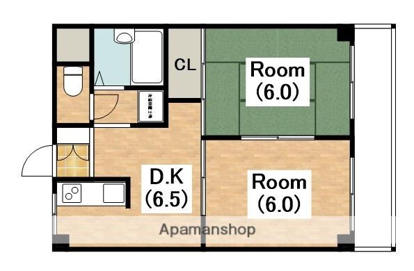 リベラルパレス平野(2DK/2階)の間取り写真
