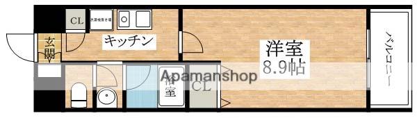 アーバンエース夕陽丘パル(1K/11階)の間取り写真