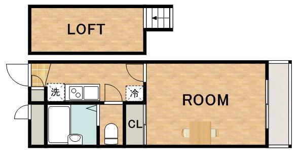 レオパレスアルバ1(1K/2階)の間取り写真