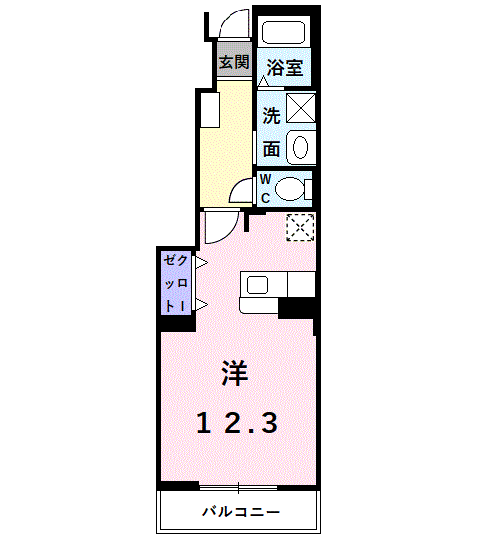 クラールコート(ワンルーム/1階)の間取り写真