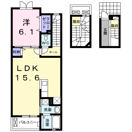 アンジュ ド ルミエール(1LDK/3階)の間取り写真