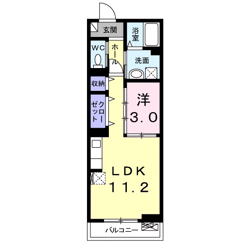 フランコリーヌ(1LDK/2階)の間取り写真