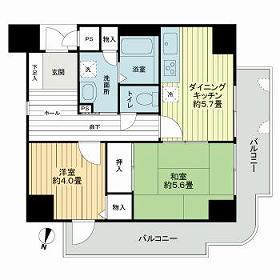 ライオンズマンション大正橋公園(2DK/5階)の間取り写真