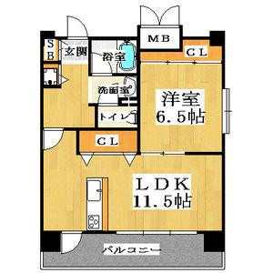 CITY SPIRE桜川Ⅰ(1LDK/8階)の間取り写真