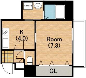ソレアード昼ヶ丘(1K/1階)の間取り写真