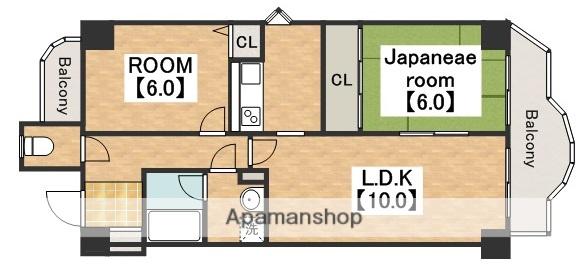 オーセント住之江(2LDK/3階)の間取り写真