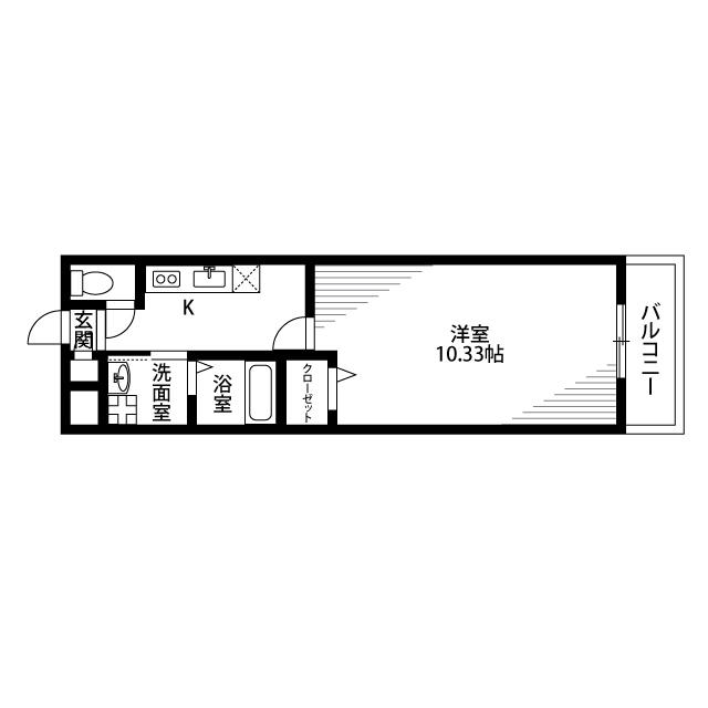 アムールビオス文珠(1K/2階)の間取り写真